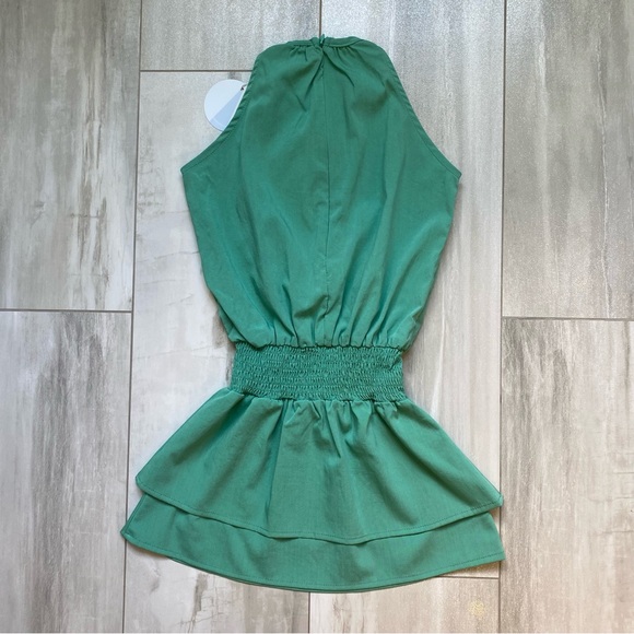 NWT Pleat. Wells Jade Green High Neck Sleeveless Dress Layered Skirt, girls 7 - Picture 10 of 13